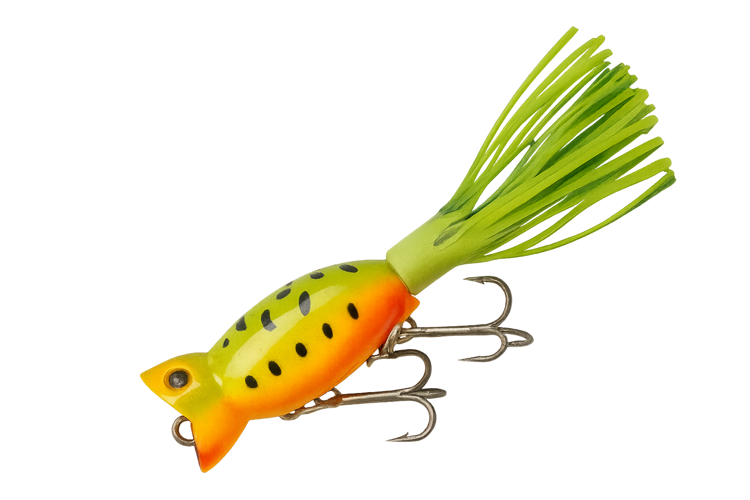 Jiggy Hula Popper Sunset - 50mm Popper Lure with Bold Cup Face and Trailing Skirt for Bass and Pike