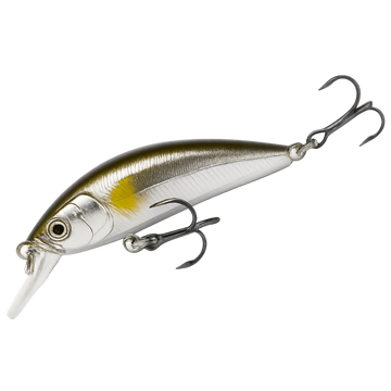 Fishing lure with a silver and yellow body on a white background