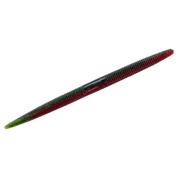 Red and green fishing lure on a white background