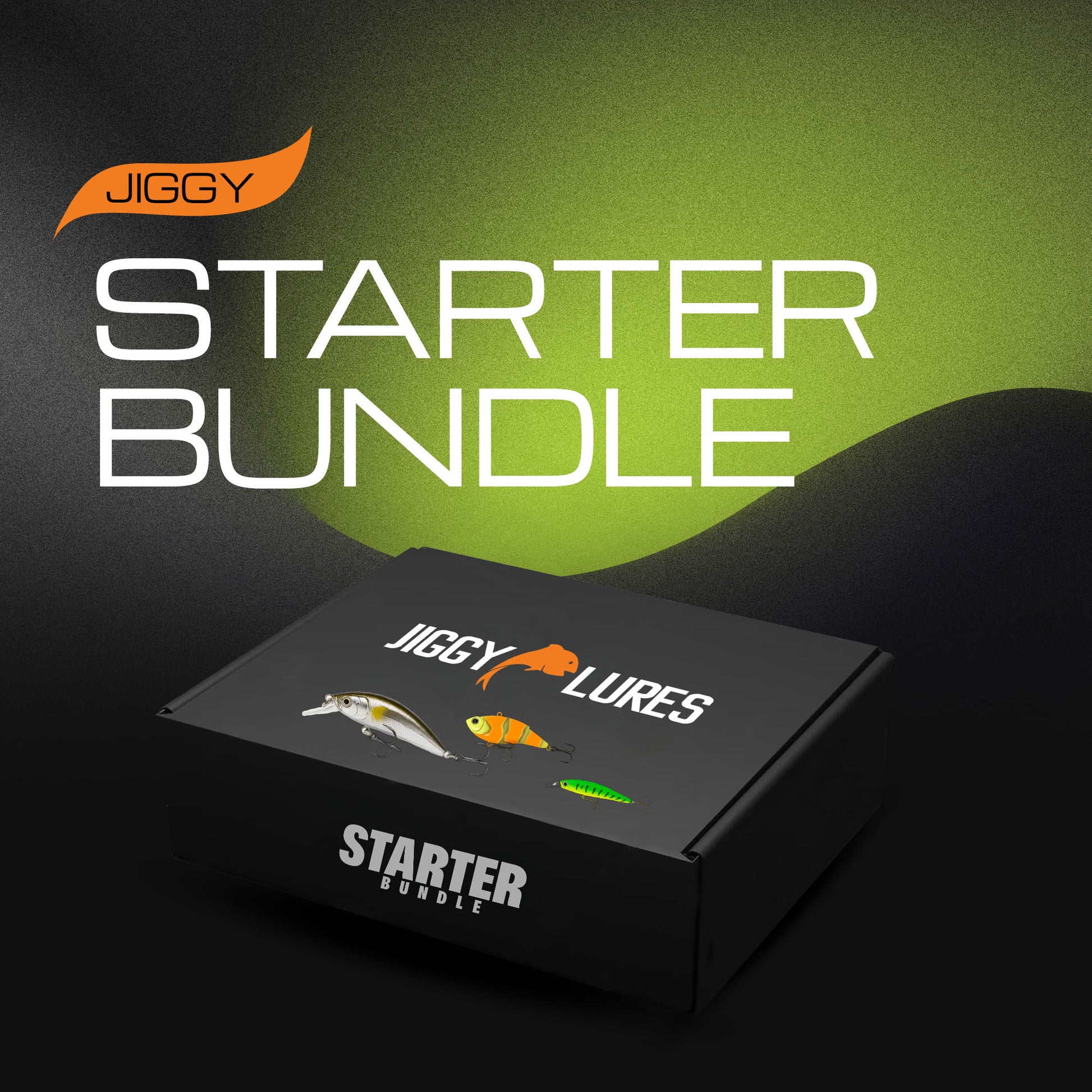 Jiggy Starter Bundle packaging with Jiggy logo and product names on a dark background