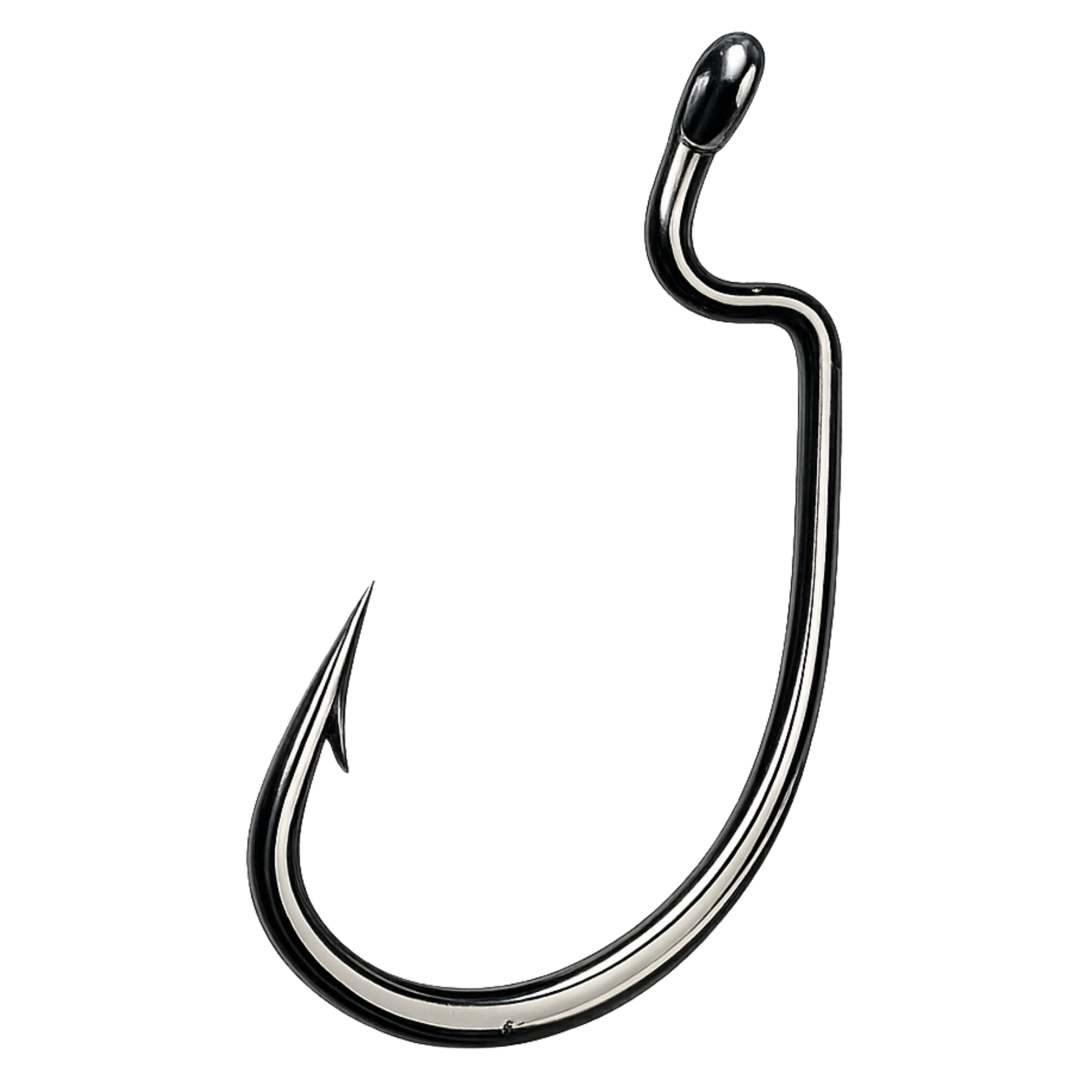 Black fishing hook on a white background