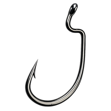 Black fishing hook on a white background