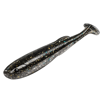 Fishing lure with glittery finish on a white background