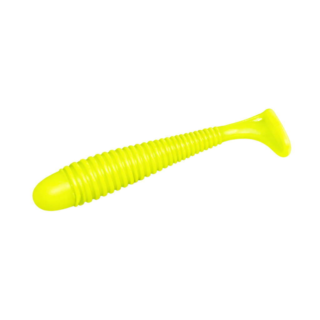 Yellow fishing lure on a white background