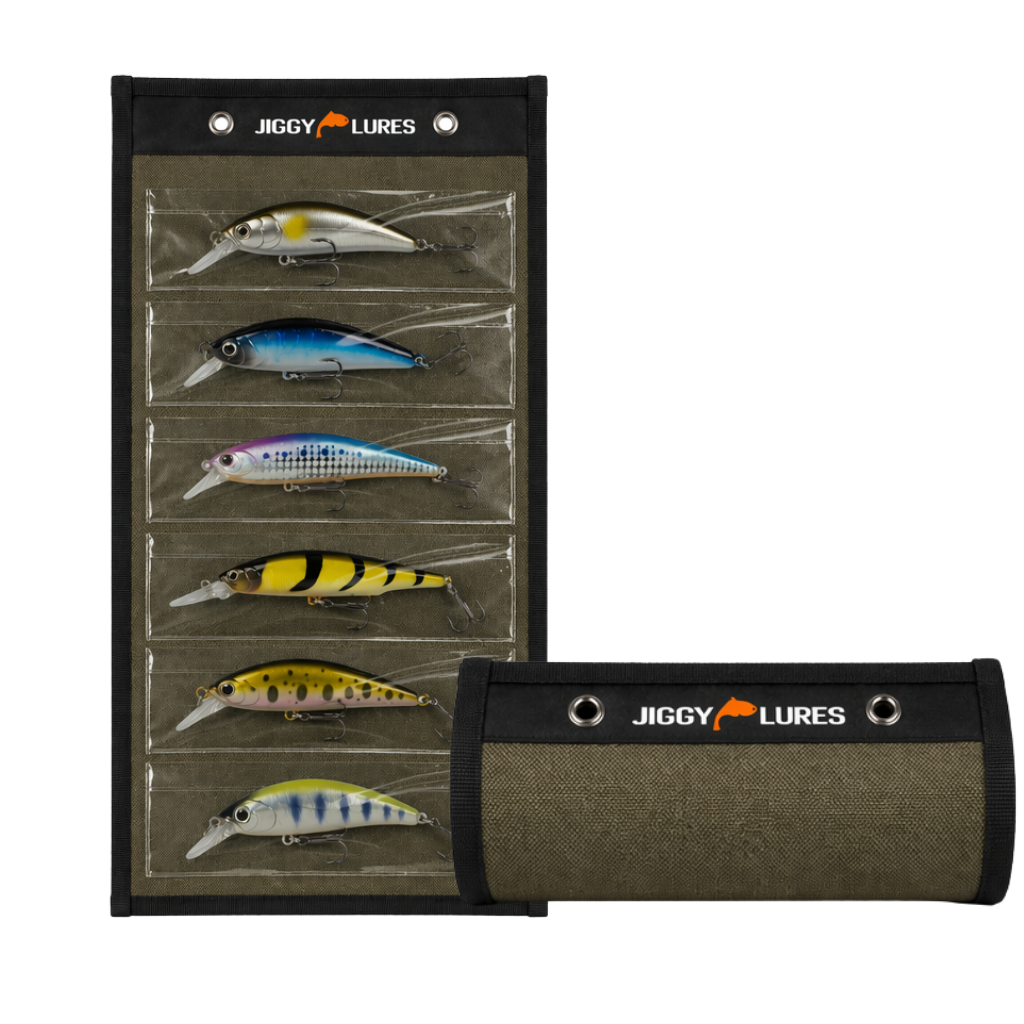 Jiggy Lures packaging with six different lures displayed on a white background